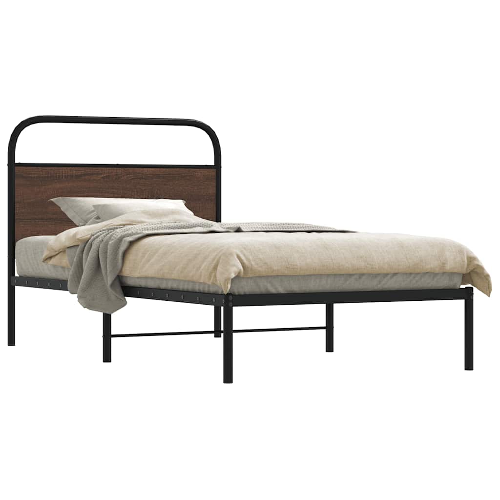 Bedframe zonder matras bewerkt hout bruin eikenkleur 107x203 cm – afbeelding 1