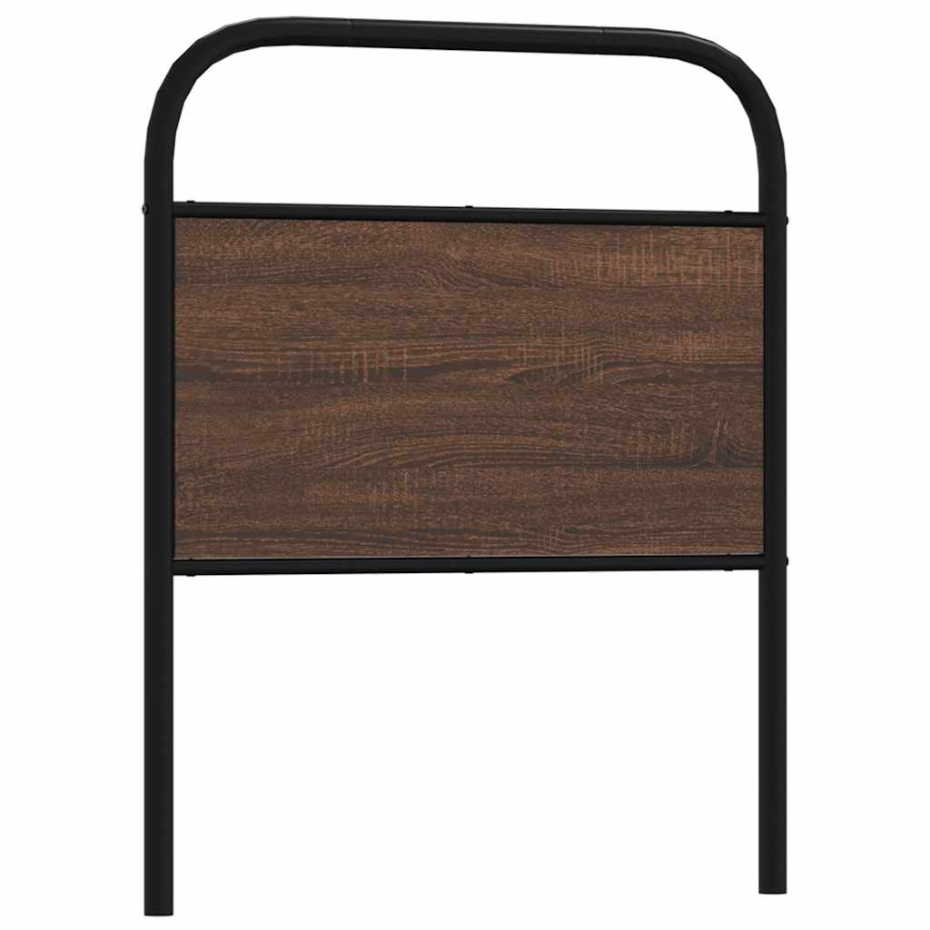 Vervangend hoofdbord 75 cm bewerkt hout en staal bruin eikenkleurig – afbeelding 1