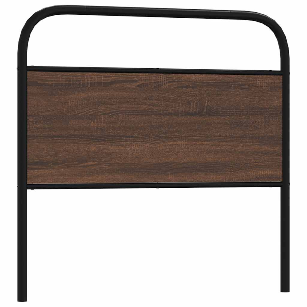 Vervangend hoofdbord 90 cm bewerkt hout en staal bruin eikenkleurig – afbeelding 1