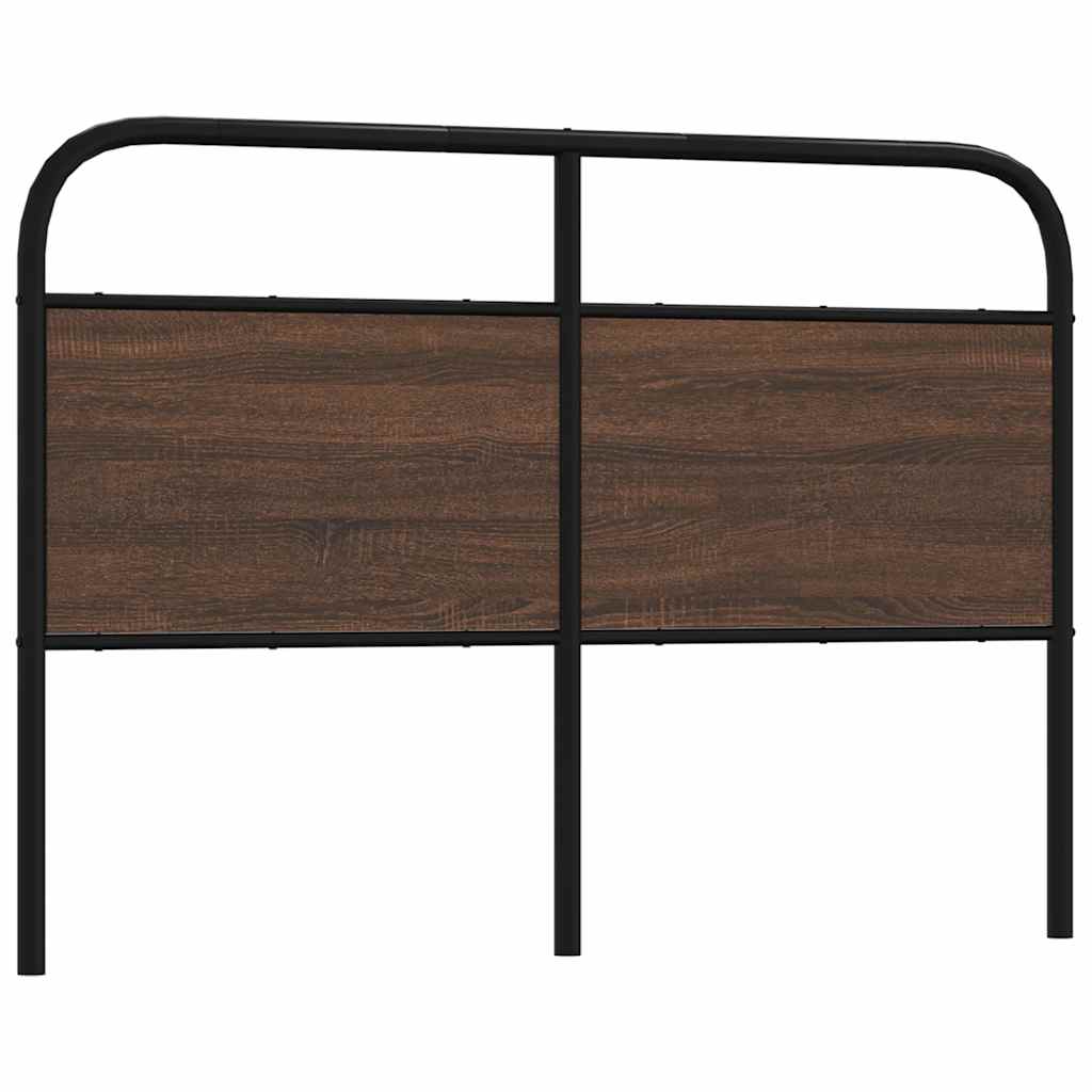 Vervangend hoofdbord 135 cm bewerkt hout en staal bruin eikenkleurig – afbeelding 1