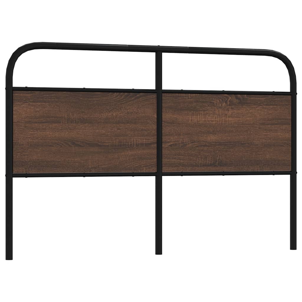 Vervangend hoofdbord 150 cm bewerkt hout en staal bruin eikenkleurig – afbeelding 1