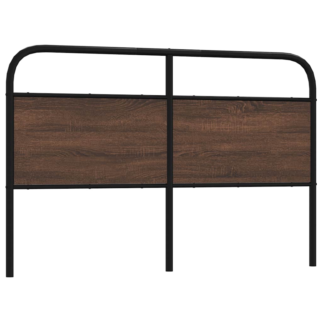 Vervangend hoofdbord 160 cm bewerkt hout en staal bruin eikenkleurig