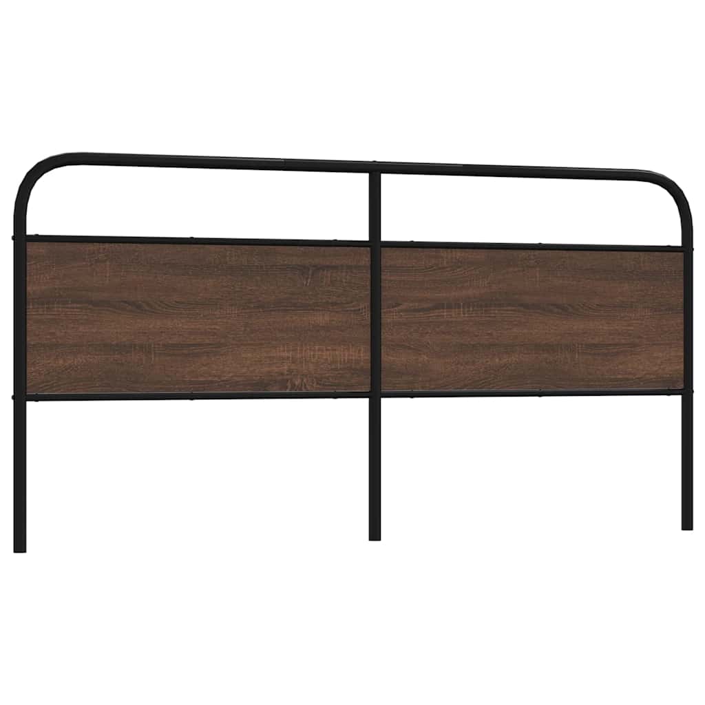 Vervangend hoofdbord 180 cm bewerkt hout en staal bruin eikenkleurig – afbeelding 1