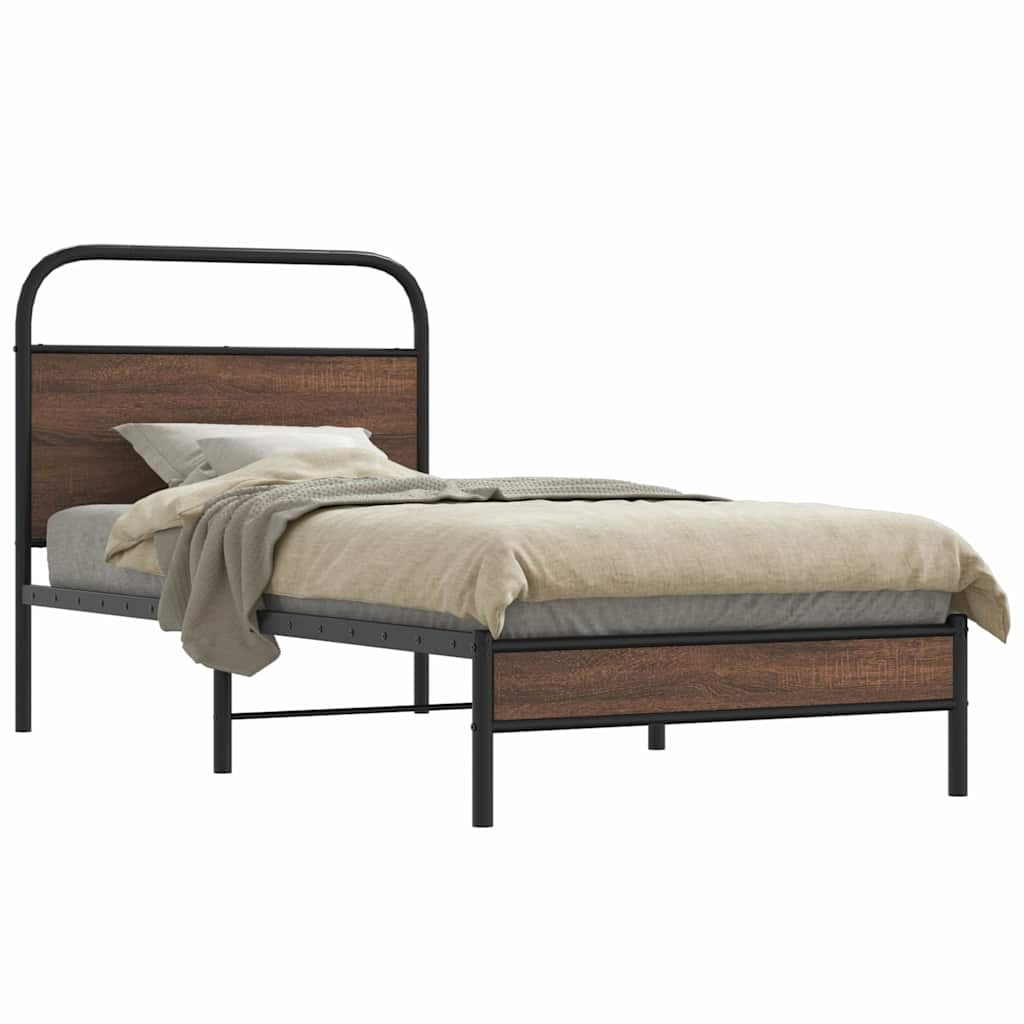 Bedframe zonder matras bewerkt hout bruin eikenkleur 100x190 cm – afbeelding 1