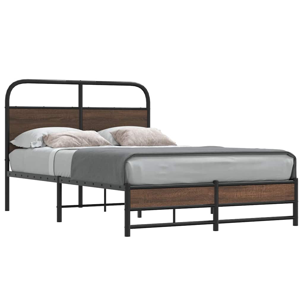 Bedframe zonder matras bewerkt hout bruin eikenkleur 135x190 cm – afbeelding 1