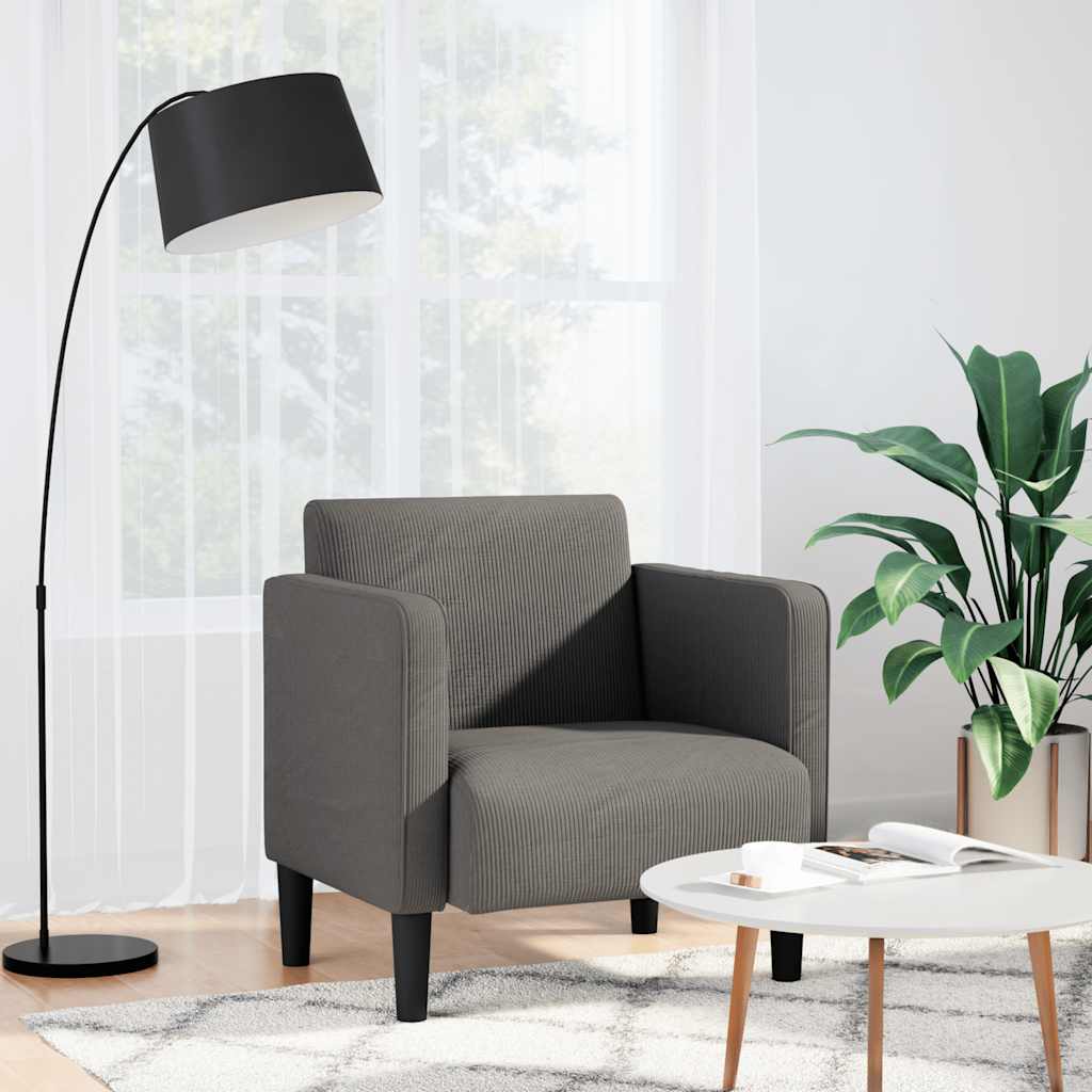 Fauteuil met armleuningen 54 cm corduroy stof lichtgrijs