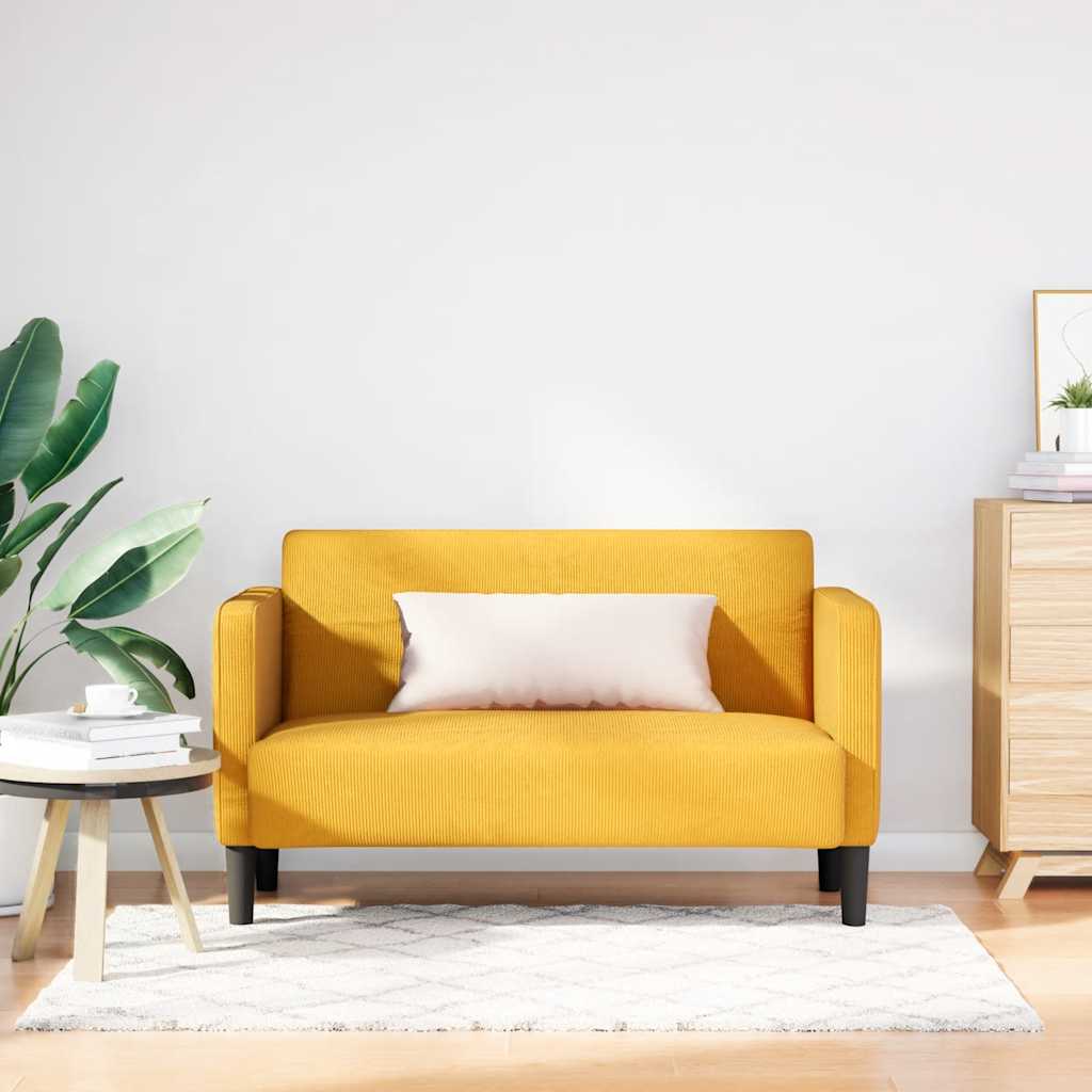 Loveseat bank 109 cm corduroy stof lichtgeel – afbeelding 1