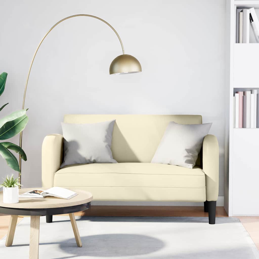Loveseat bank 110 cm kunstleer crèmekleurig