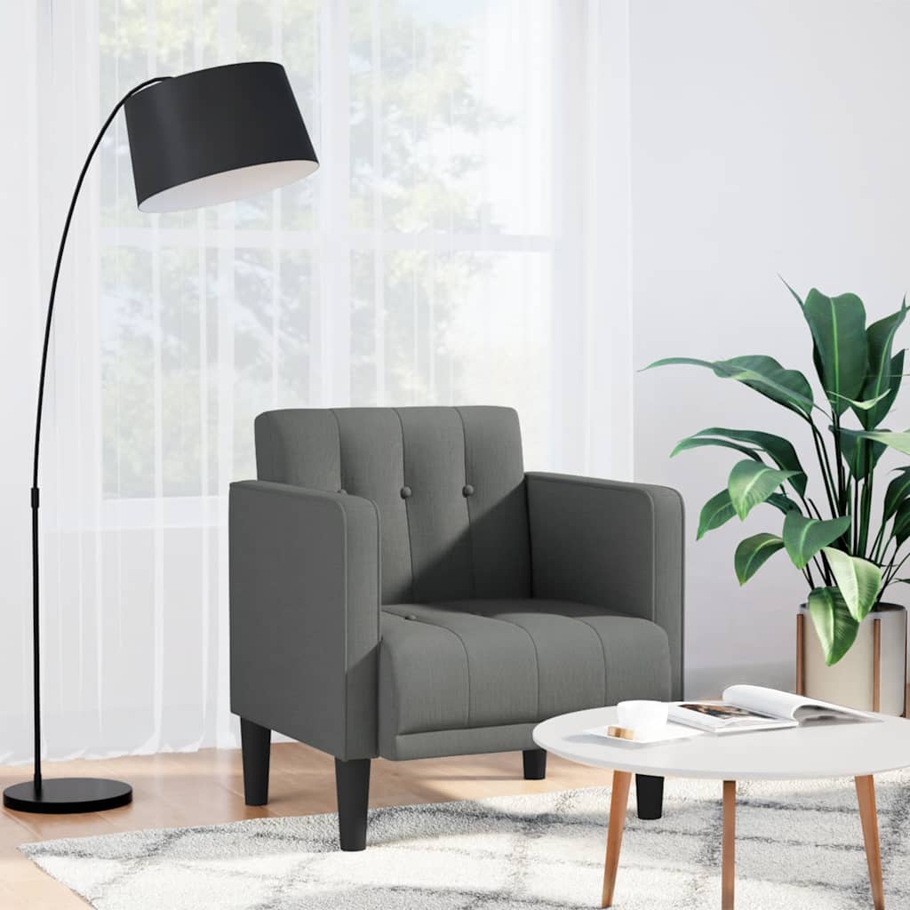 Fauteuil met armleuningen 53 cm stof donkergrijs