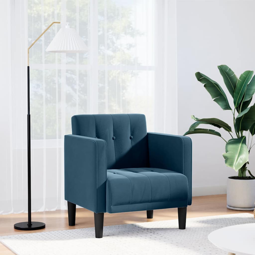 Fauteuil met armleuningen Blauw 53 cm Fluweel – afbeelding 1