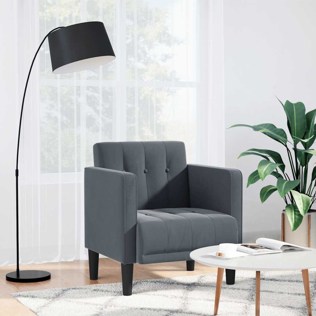 Fauteuil met armleuningen Donkergrijs 53 cm Fluweel – afbeelding 1