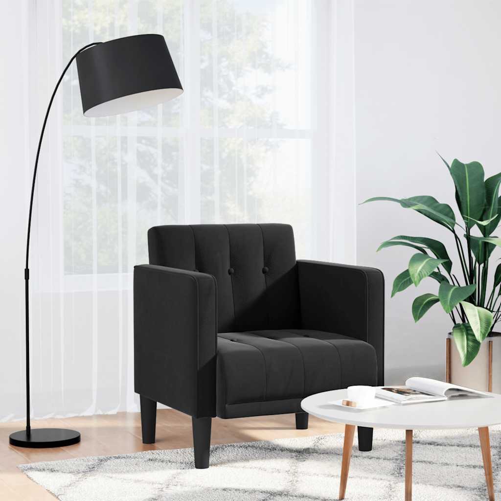Fauteuil met armleuningen zwart 53 cm fluweel – afbeelding 1