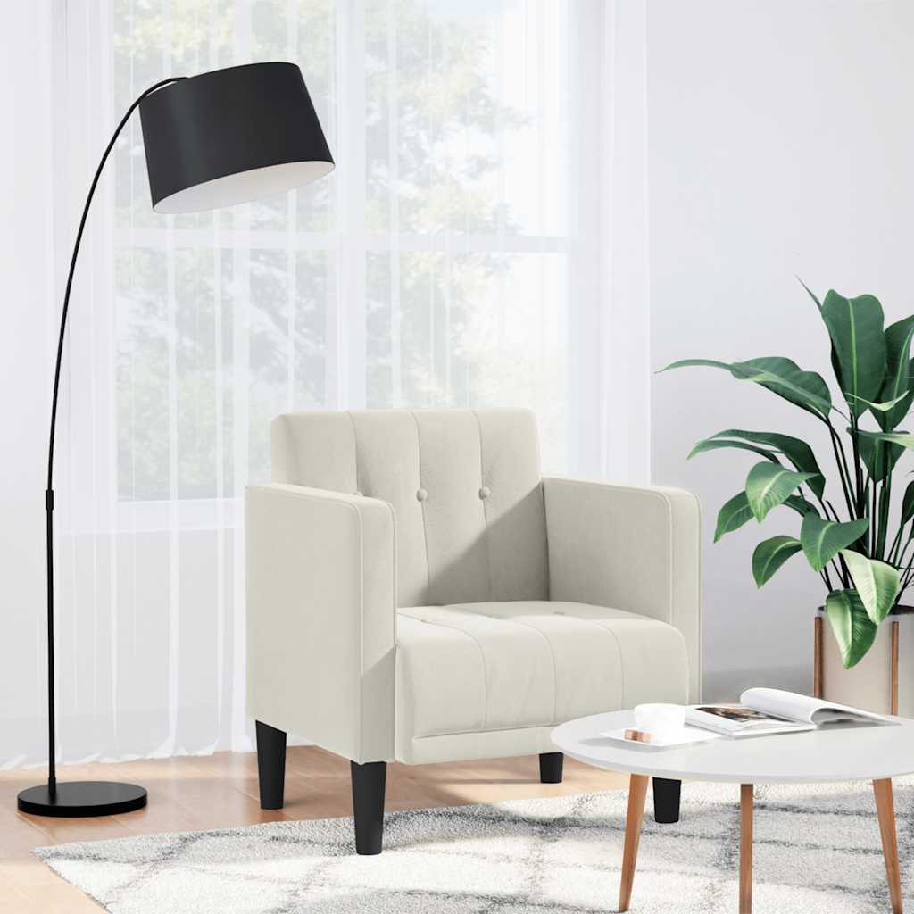 Fauteuil met armleuningen crème 53 cm fluweel