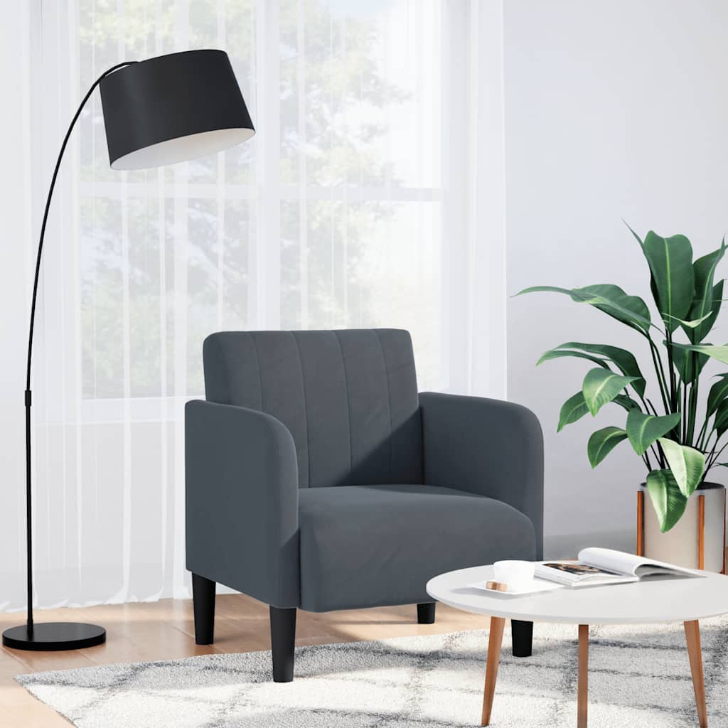 Fauteuil met armleuningen 54 cm fluweel donkergrijs