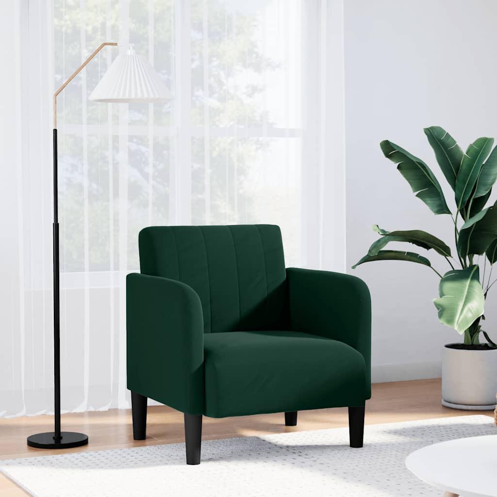 Fauteuil met armleuningen 54 cm fluweel donkergroen