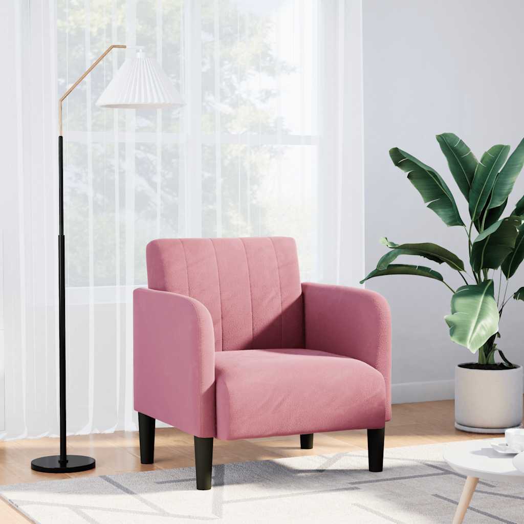 Fauteuil met armleuningen 54 cm fluweel roze