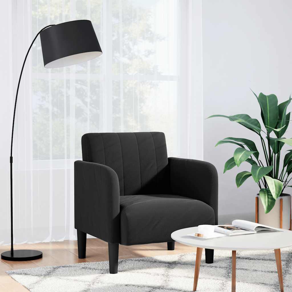 Fauteuil met armleuningen 54 cm fluweel zwart