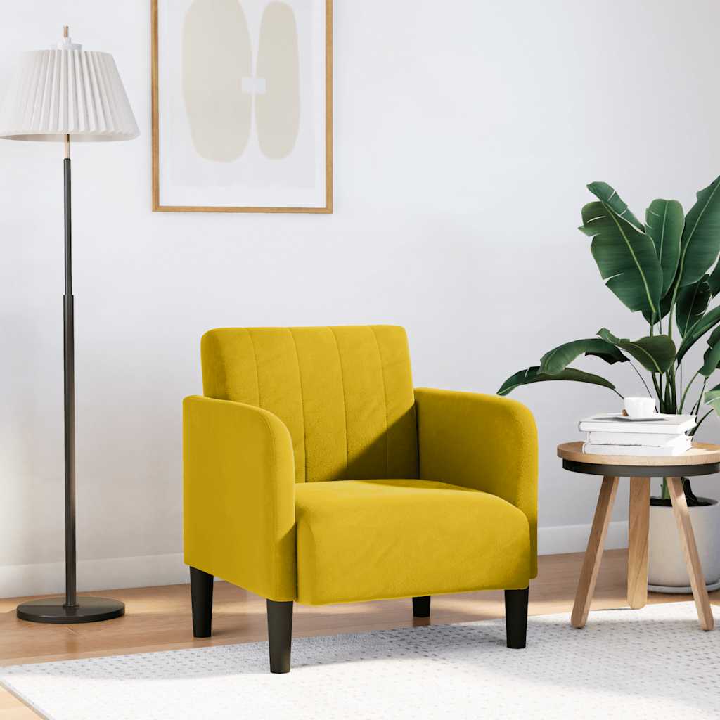 Fauteuil met armleuningen 54 cm fluweel geel