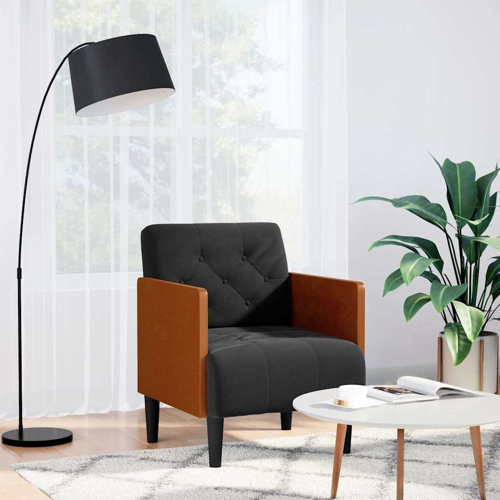 Fauteuil met armleuningen 55 cm fluweel zwart