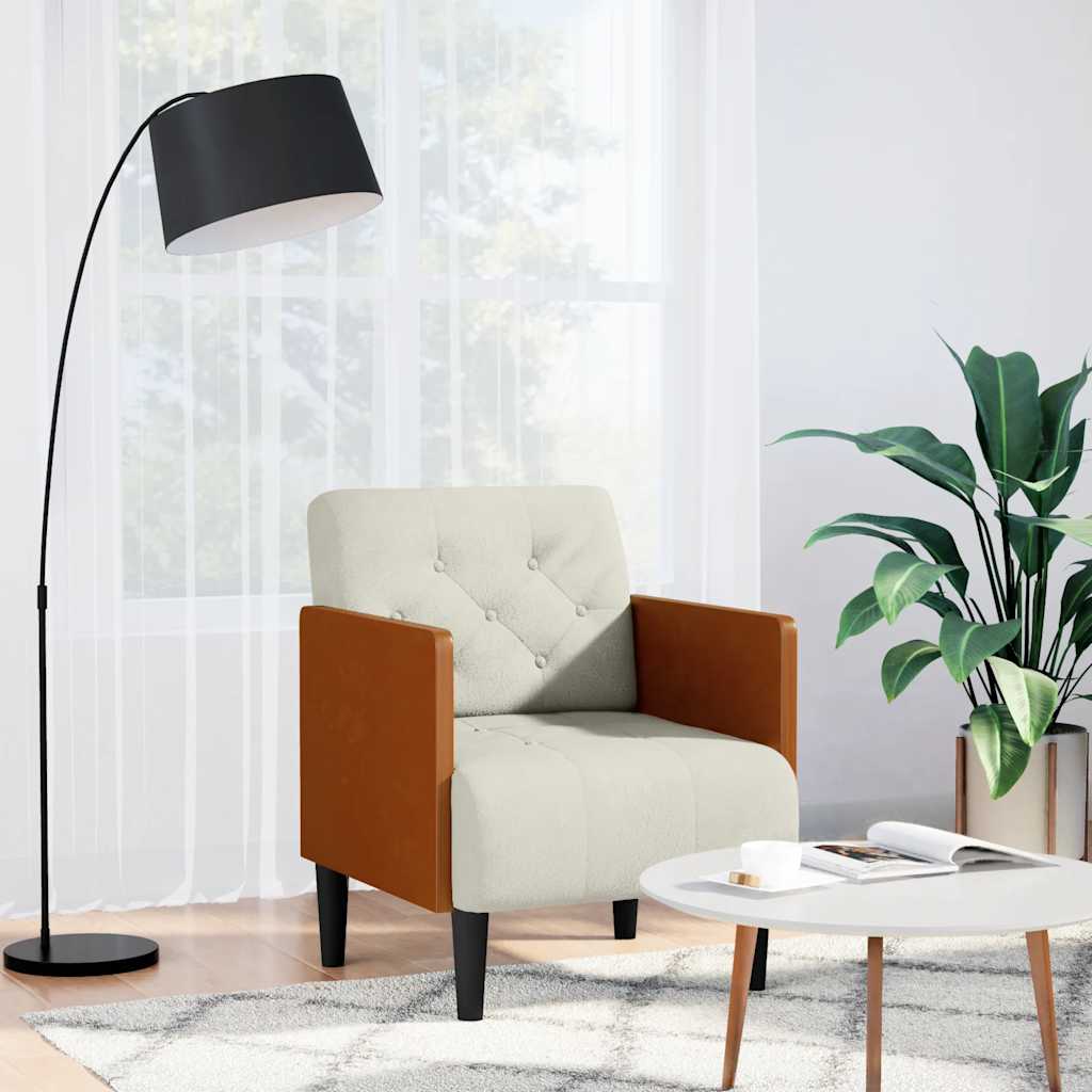 Fauteuil met armleuningen Crème 55 cm Fluweel – afbeelding 1