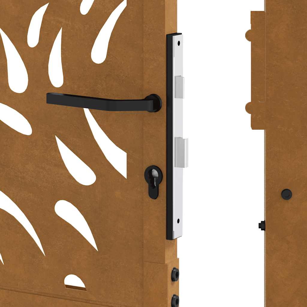 Poort met vlamontwerp 100x100 cm weervast staal – afbeelding 10