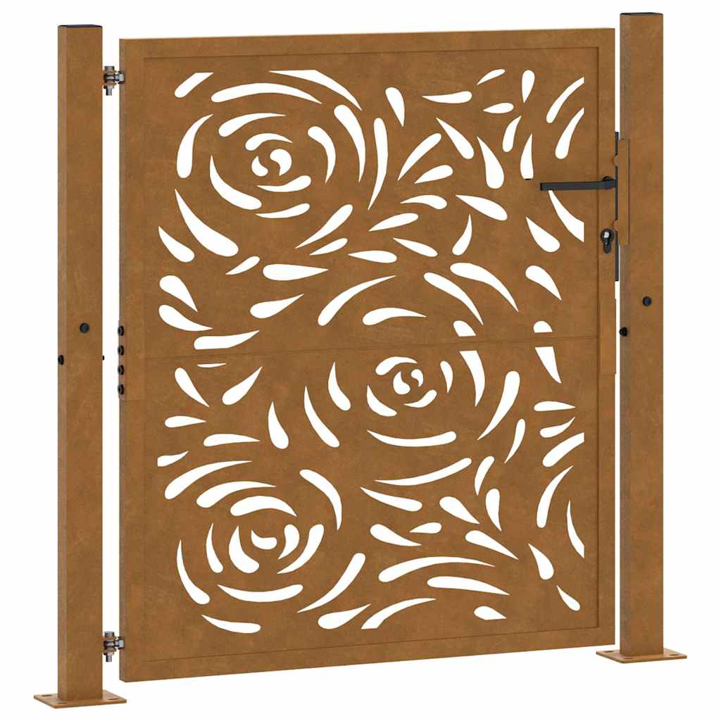 Poort met vlamontwerp 100x100 cm weervast staal – afbeelding 2
