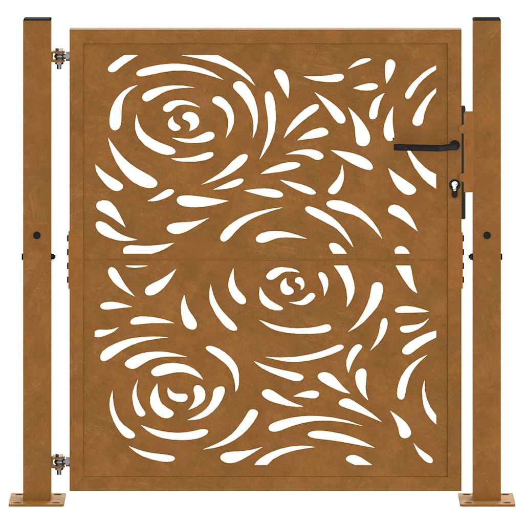 Poort met vlamontwerp 100x100 cm weervast staal – afbeelding 4
