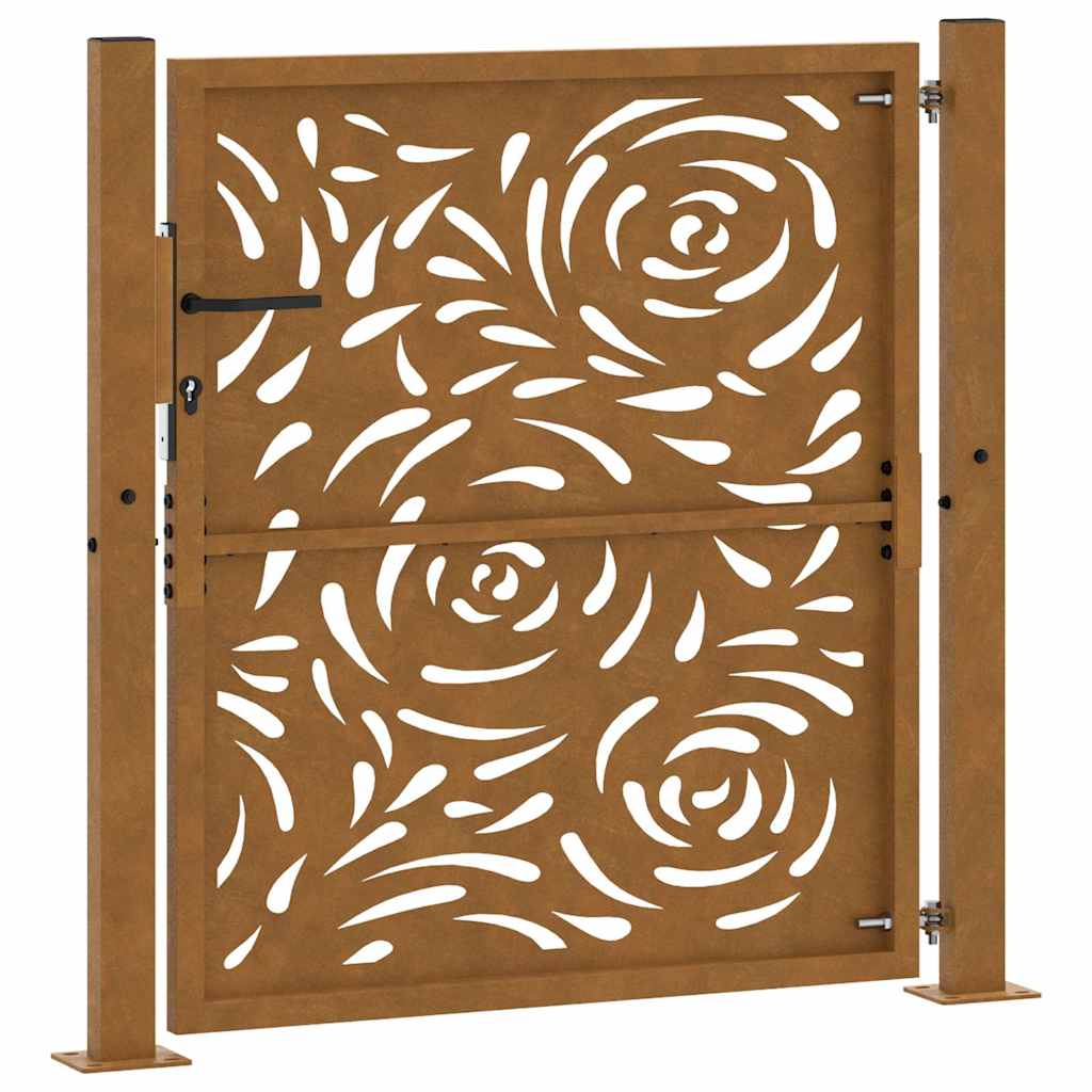 Poort met vlamontwerp 100x100 cm weervast staal – afbeelding 7