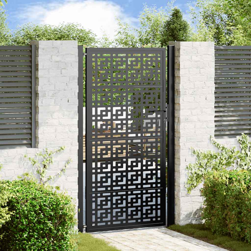 Poort met kruisontwerp 100x175 cm staal zwart – afbeelding 1