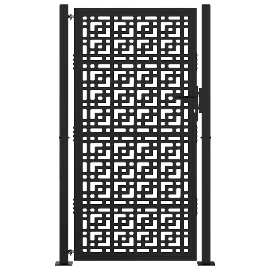Poort met kruisontwerp 100x175 cm staal zwart – afbeelding 3