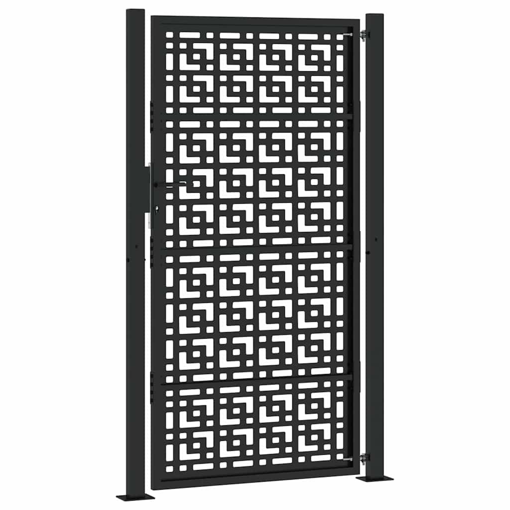 Poort met kruisontwerp 100x175 cm staal zwart – afbeelding 6