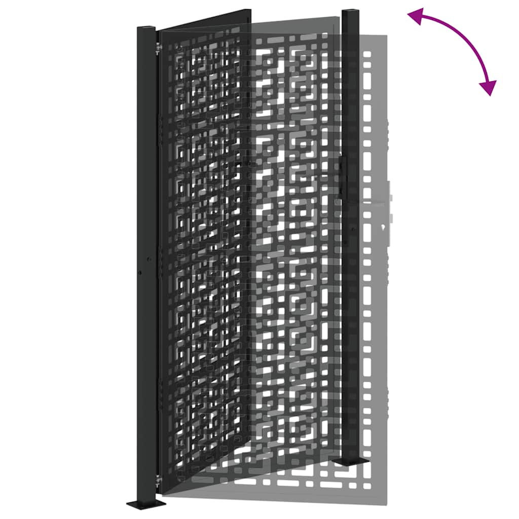 Poort met kruisontwerp 100x175 cm staal zwart – afbeelding 7