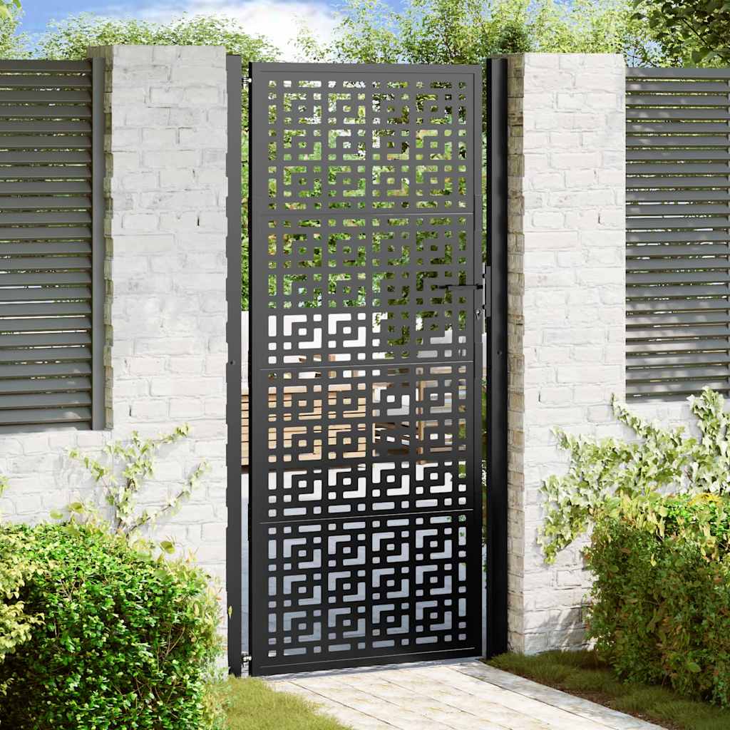 Poort met kruisontwerp 100x200 cm staal zwart – afbeelding 1