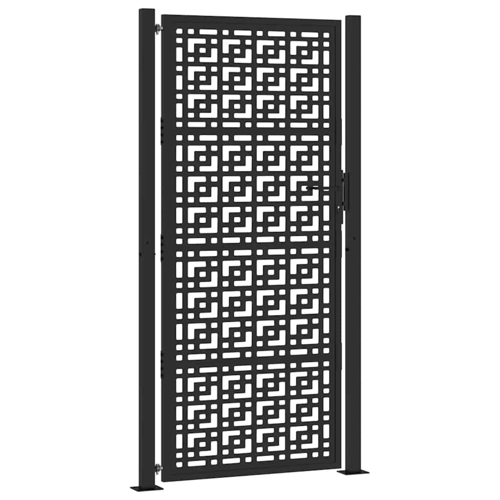 Poort met kruisontwerp 100x200 cm staal zwart – afbeelding 2