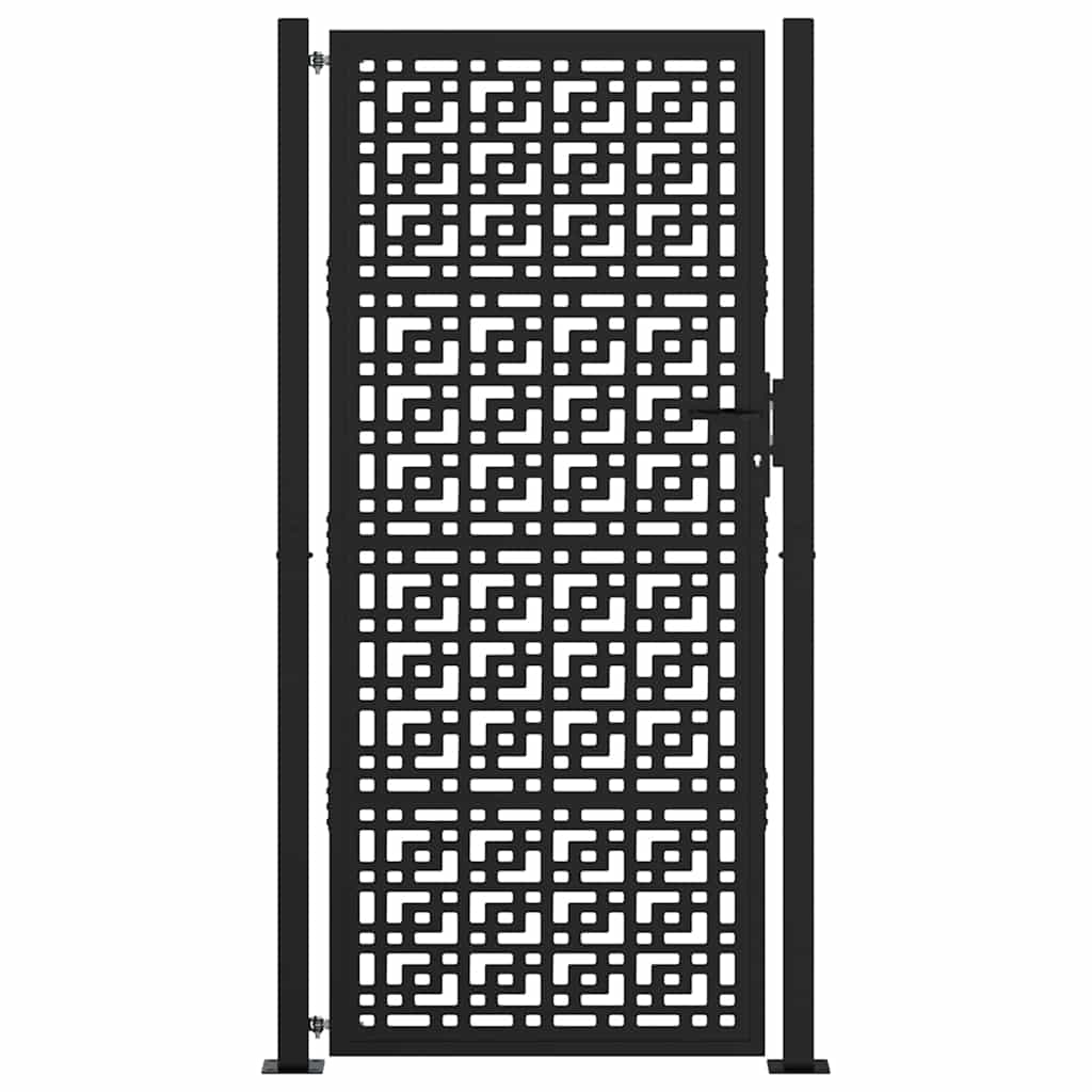 Poort met kruisontwerp 100x200 cm staal zwart – afbeelding 3