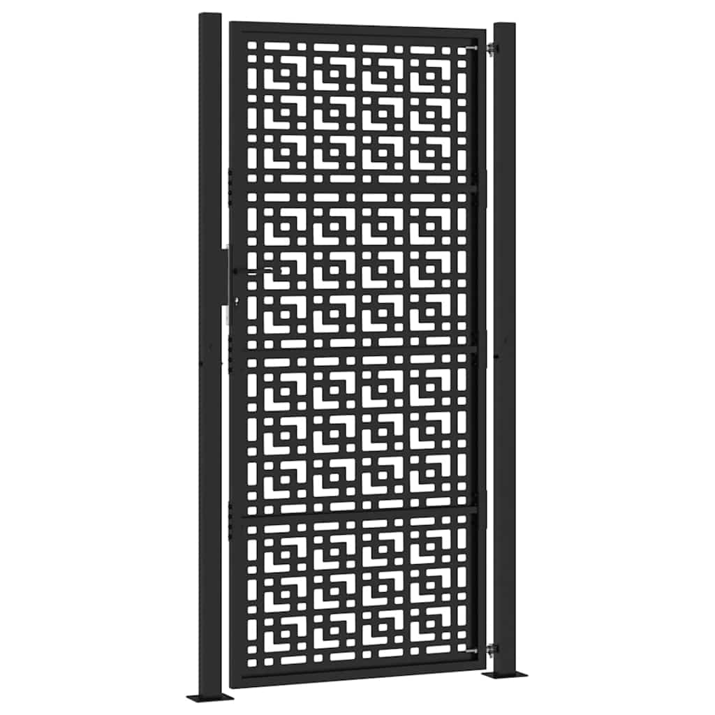 Poort met kruisontwerp 100x200 cm staal zwart – afbeelding 6