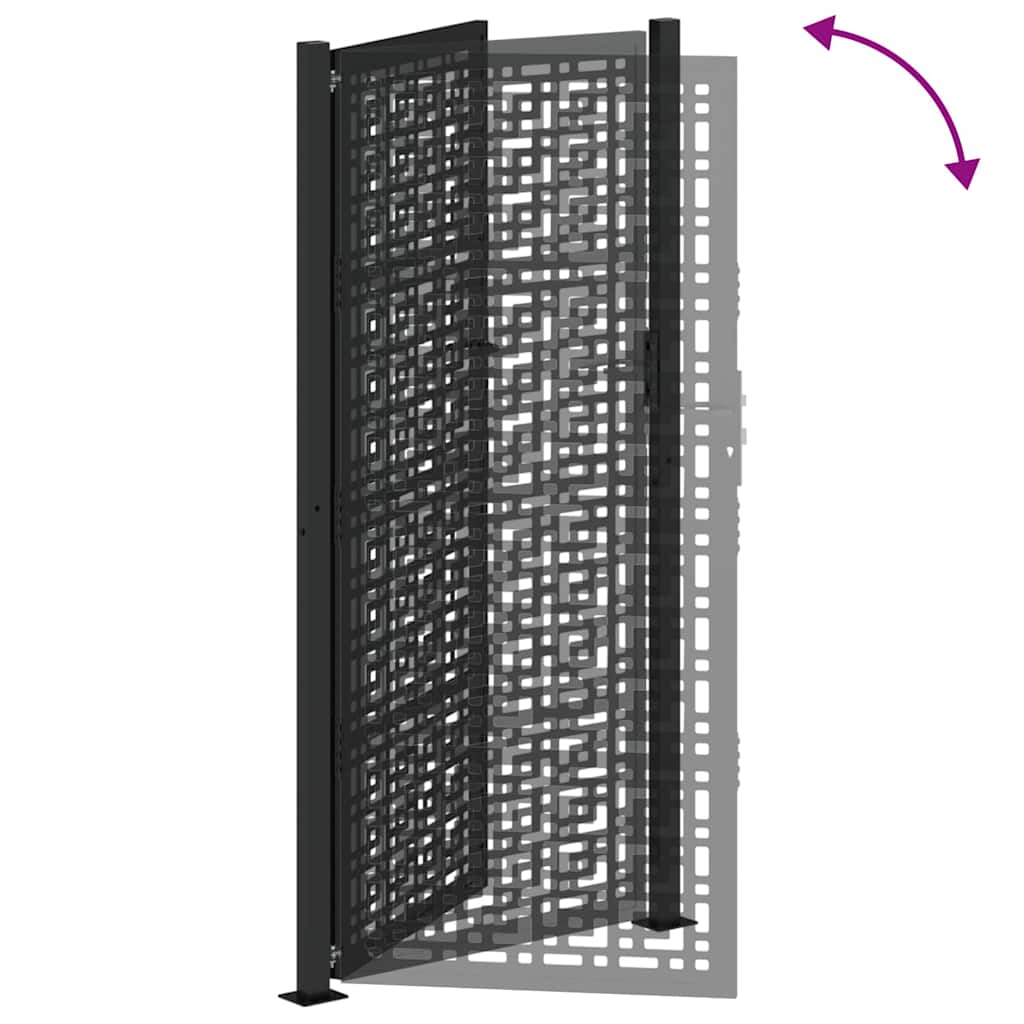 Poort met kruisontwerp 100x200 cm staal zwart – afbeelding 7