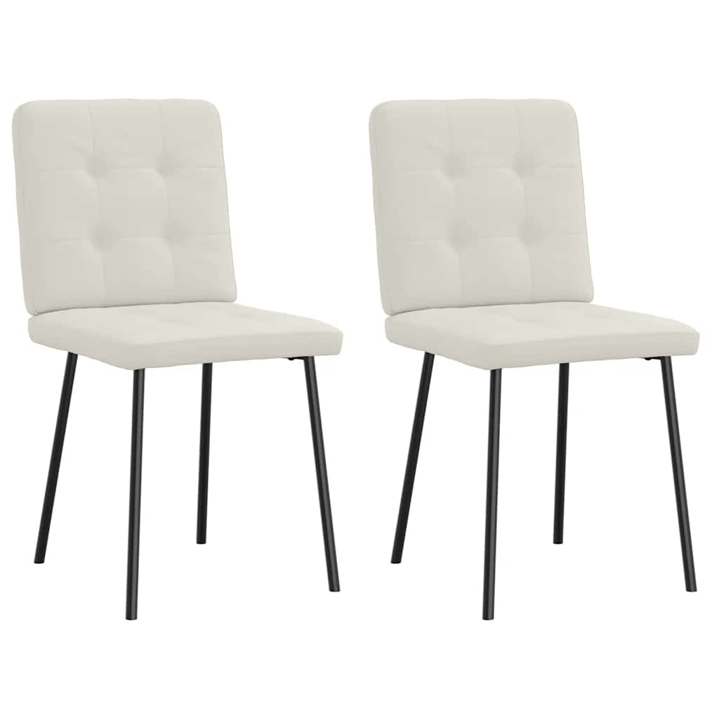 Eetkamerstoelen 2 st fluweel crèmekleurig – afbeelding 1