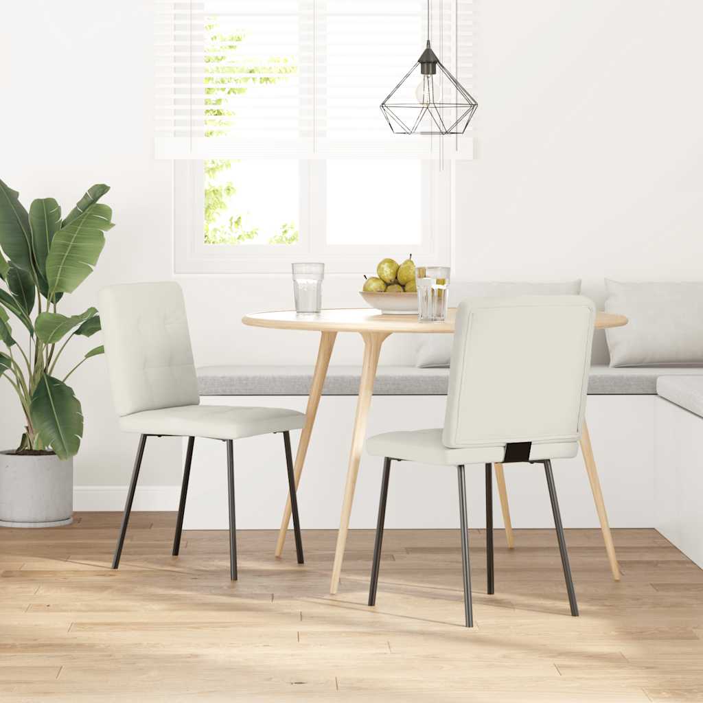 Eetkamerstoelen 2 st fluweel crèmekleurig – afbeelding 2
