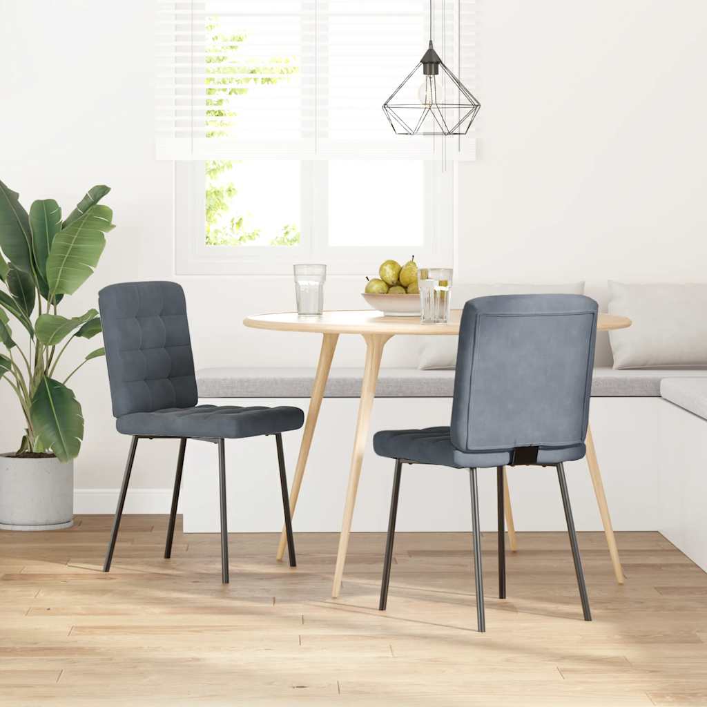 Eetkamerstoelen 2 st fluweel donkergrijs – afbeelding 2