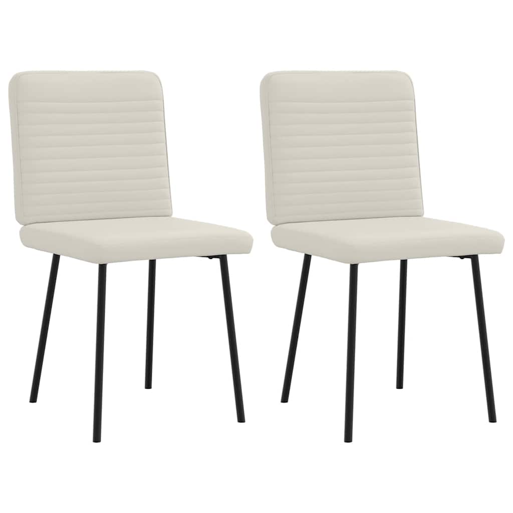 Eetkamerstoelen 2 st fluweel crèmekleurig