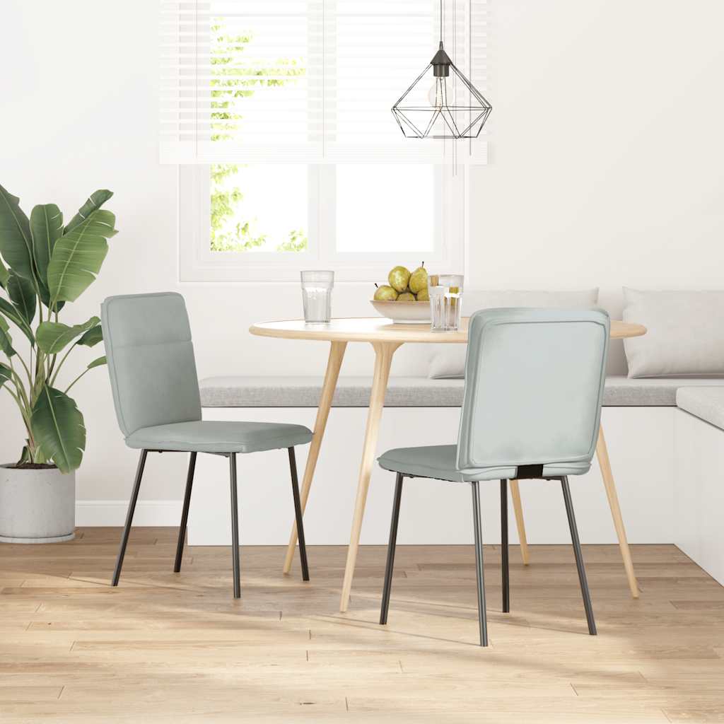 Eetkamerstoelen 2 st fluweel lichtgrijs – afbeelding 2