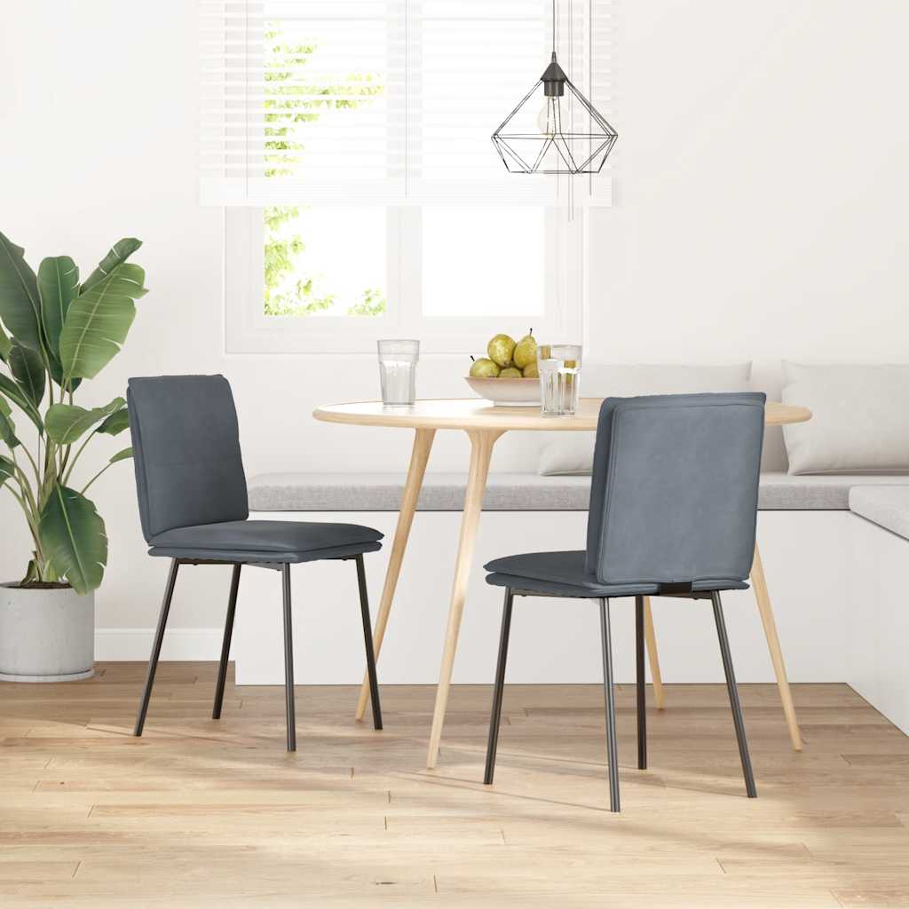 Eetkamerstoelen 2 st fluweel donkergrijs – afbeelding 2