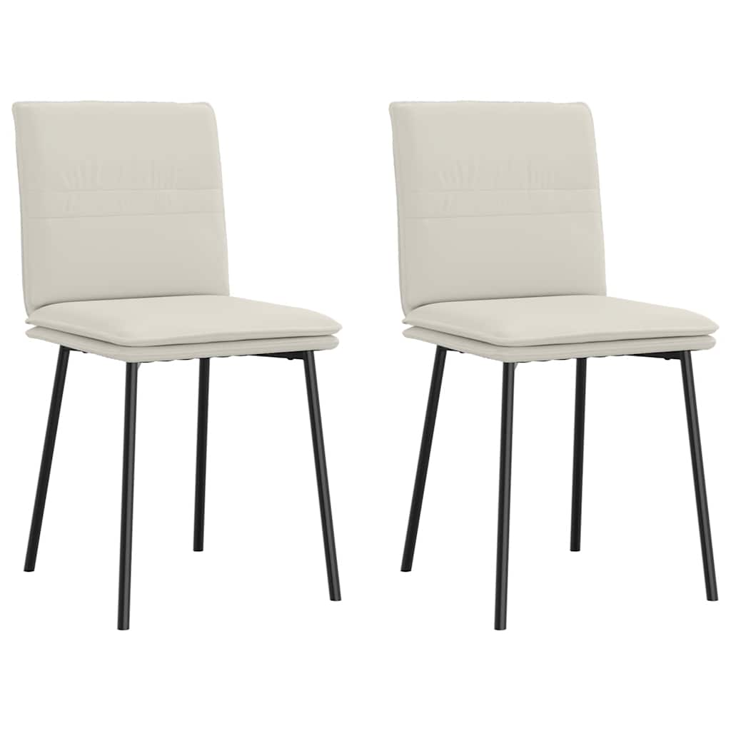 Eetkamerstoelen 2 st fluweel crèmekleurig