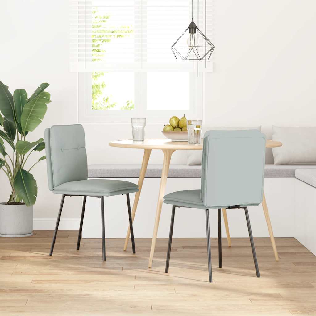 Eetkamerstoelen 2 st fluweel lichtgrijs – afbeelding 2