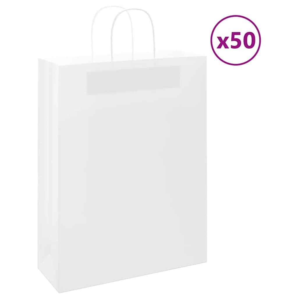 Papieren zakken 50 st met hengsels 32x12x42 cm wit – afbeelding 1