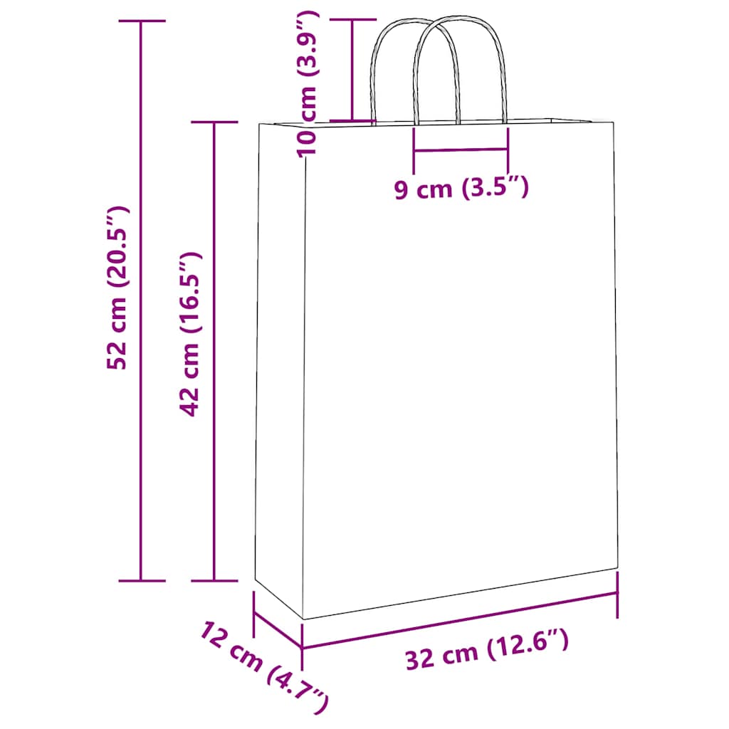 Papieren zakken 50 st met hengsels 32x12x42 cm wit – afbeelding 11