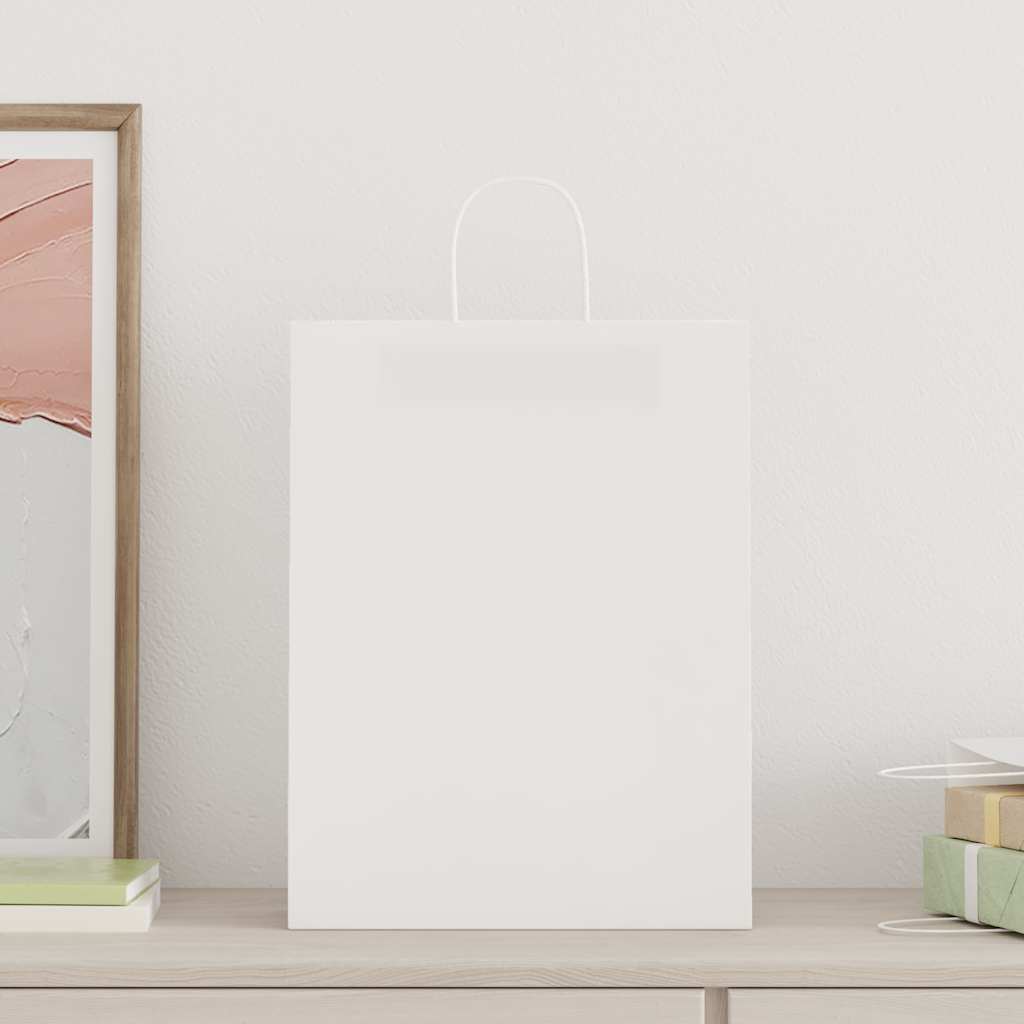 Papieren zakken 50 st met hengsels 32x12x42 cm wit – afbeelding 3
