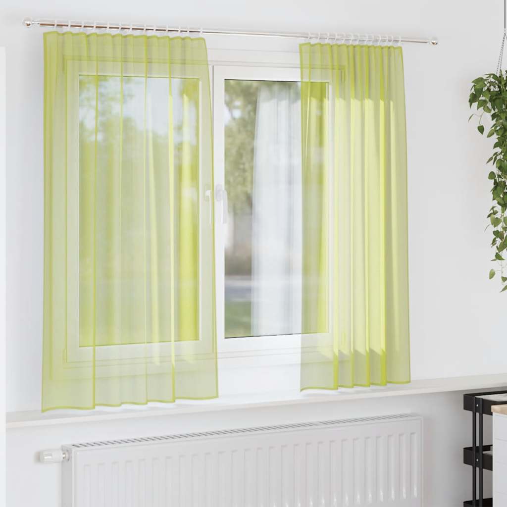 Gordijnen voile met roedezakken 2 st appelgroen