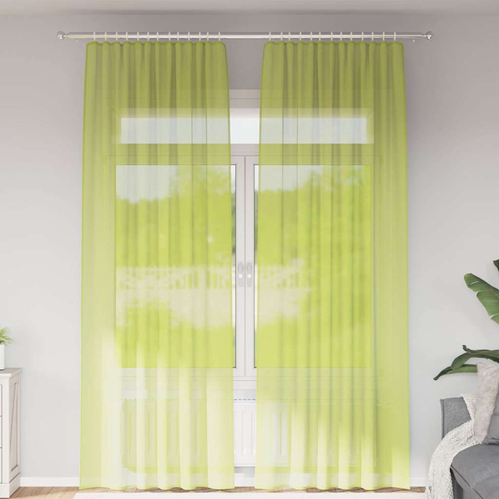 Gordijnen voile met roedezakken 2 st appelgroen